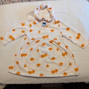 Old Navy White Dress with Orange Pumpkin Print